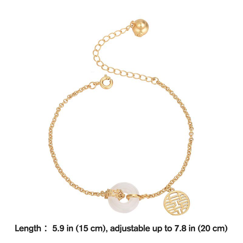 Bracelet de fortune double bonheur en jade blanc Buddha Stones