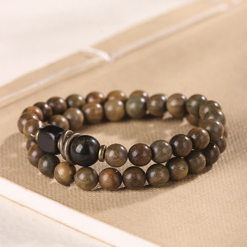 Bracelet tibétain apaisant en cristal de bois de santal vert