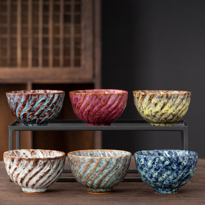 Tasse à thé en céramique à motif de fleurs de pêcher avec Buddha Stones