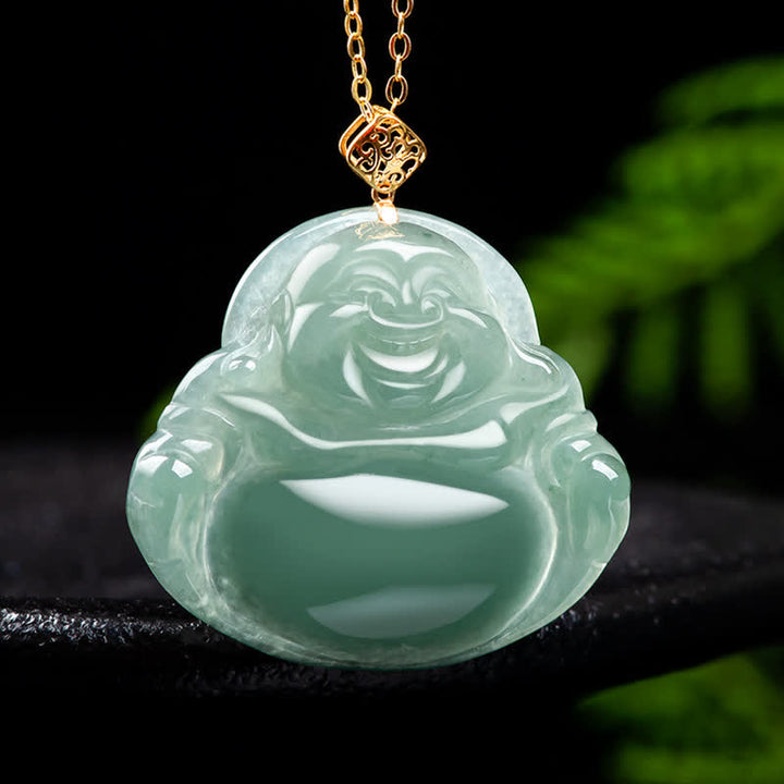 Collier pendentif Bouddha rieur en jade naturel pour la prospérité et l'abondance - image 6