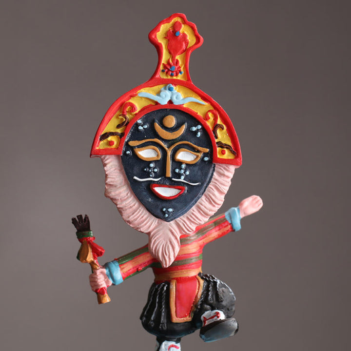 Masque facial d'opéra tibétain en Buddha Stones, marionnette, décoration de maison, de bureau ou de voiture