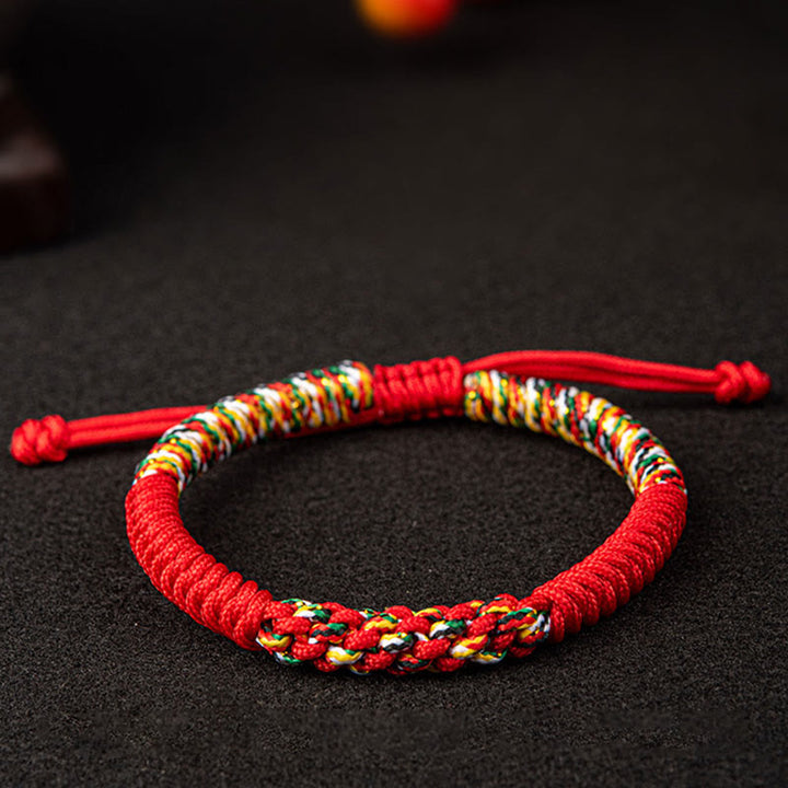 Bracelet tressé porte-bonheur en Buddha Stones tibétaines fait à la main avec nœud King Kong coloré