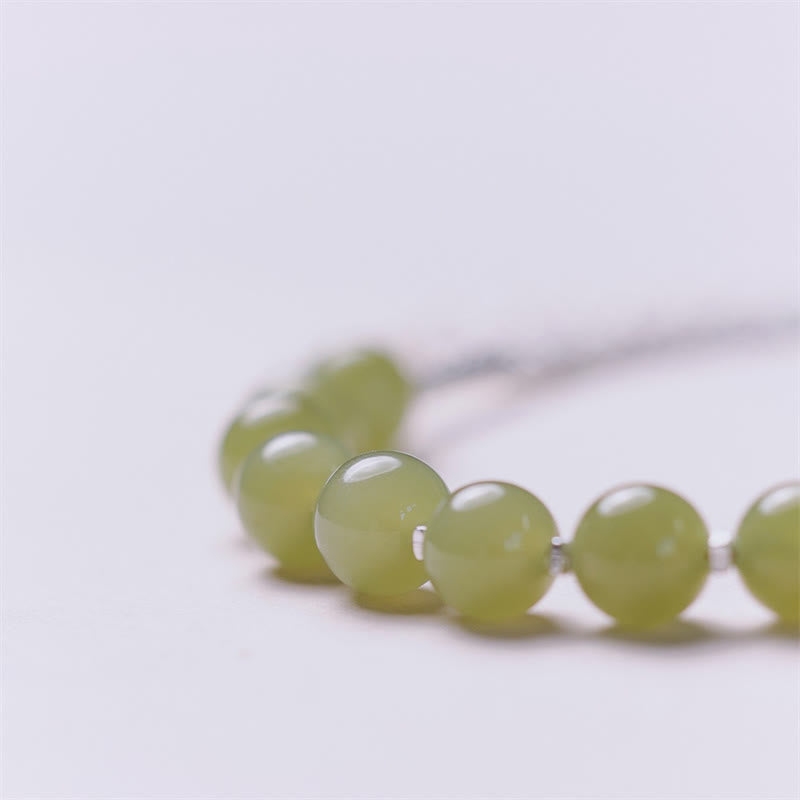 Bracelet porte-bonheur en argent sterling 925 avec perles de jade Hetian et Buddha Stones