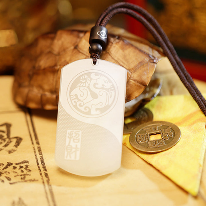 Collier pendentif de protection de la chance PiXiu Yin Yang en jade blanc - image 6