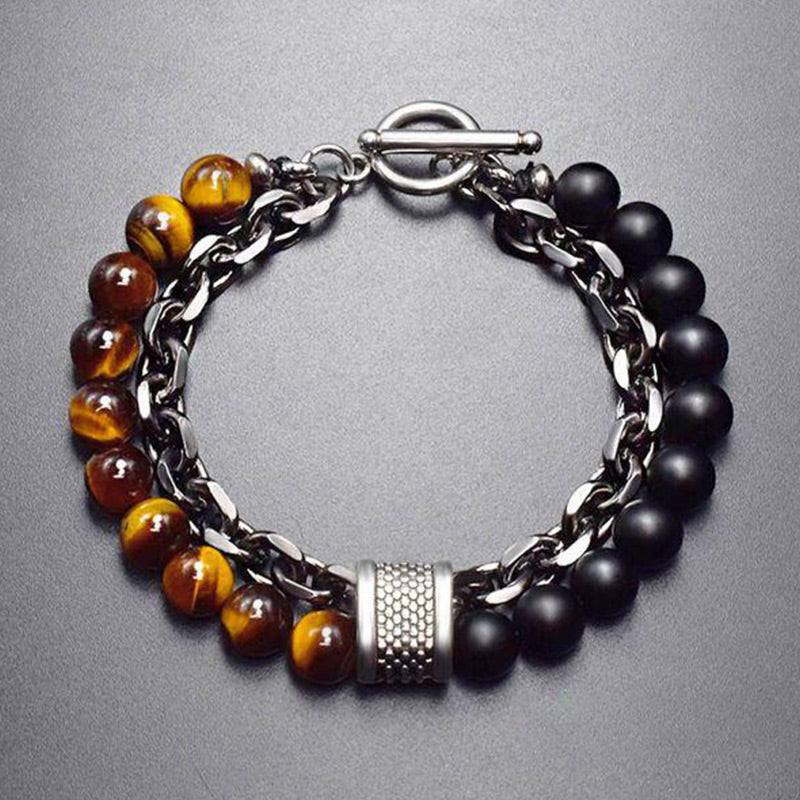 Bracelet de protection en œil de tigre naturel, lazurite et lapis-lazuli de Buddha Stones - Œil de tigre - image 0