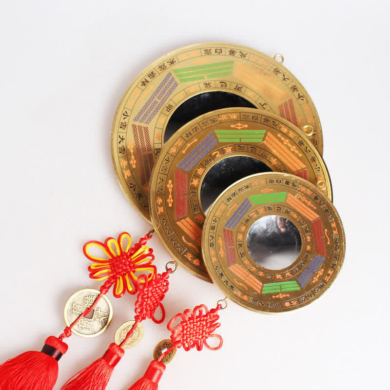 Carte Feng Shui Bagua Pièce de cuivre Nœud chinois Carte énergétique d'équilibre