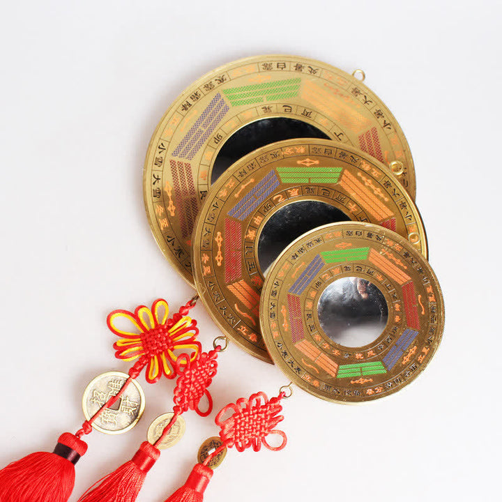 Carte Feng Shui Bagua Pièce de cuivre Nœud chinois Carte énergétique d'équilibre