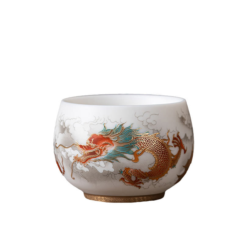 Buddha Stones Phénix Dragon Lotus Cerf Bâtiment ancien Poisson Koi Tasse à thé en céramique Tasses à thé Kung Fu