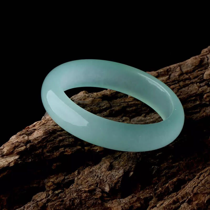 Bracelet jonc en jade naturel Buddha Stones, porte-bonheur, guérison, prospérité - Cyan clair - 60-62 mm - image 8