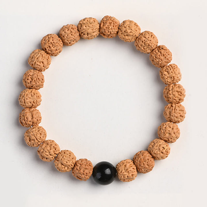 Bracelet de richesse et de bon augure en Buddha Stones tibétaines Rudraksha Bodhi Seed