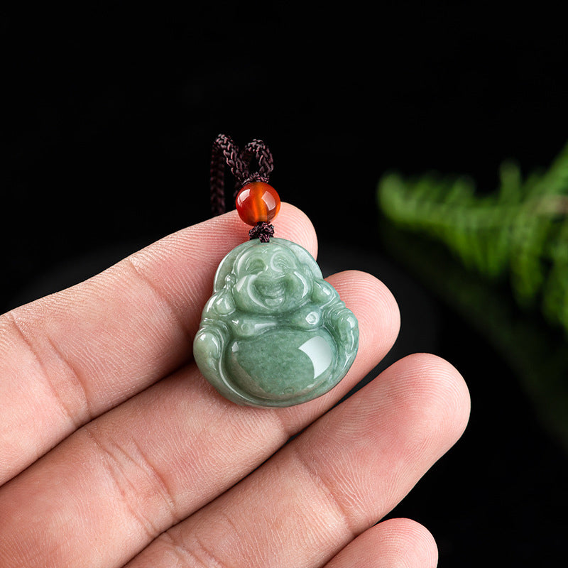 Collier pendentif en jade cyan Bouddha rieur Bouddha rieur Buddha Stones - image 7