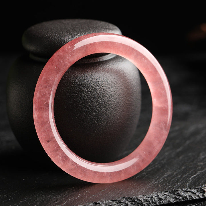 Bracelet de guérison d'amour en quartz fraise naturel Buddha Stones - 60 mm - image 0
