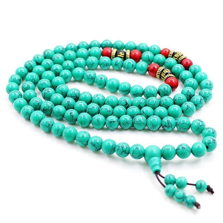 Collier Mala Purification Turquoise Tibétain Buddha Stones