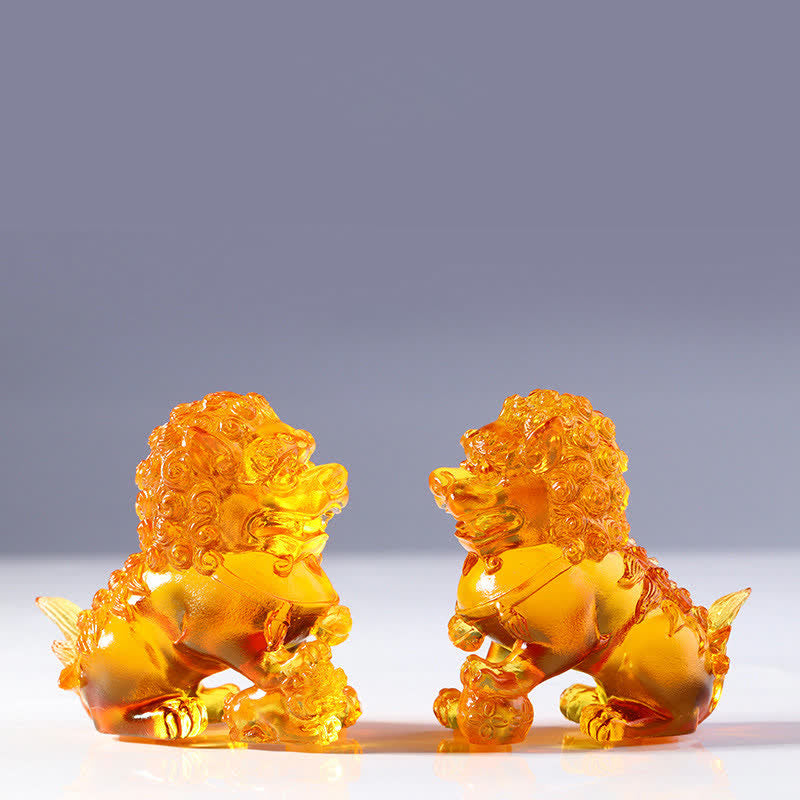 Pièce d'art en cristal de lion Liuli faite à la main Décoration de bureau à domicile