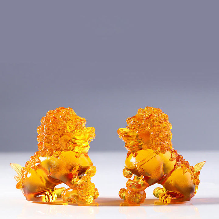 Pièce d'art en cristal de lion Liuli faite à la main Décoration de bureau à domicile