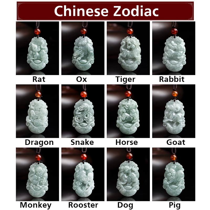 Collier avec pendentif en jade naturel et Buddha Stones représentant les 12 signes du zodiaque chinois - image 19