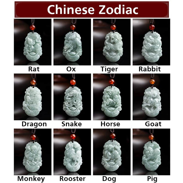 Collier avec pendentif en jade naturel et Buddha Stones représentant les 12 signes du zodiaque chinois - image 19