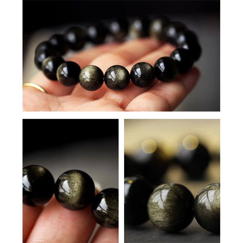Bracelet de protection de richesse en obsidienne et ambre en argent sterling 925 avec Buddha Stones et zodiaque chinois