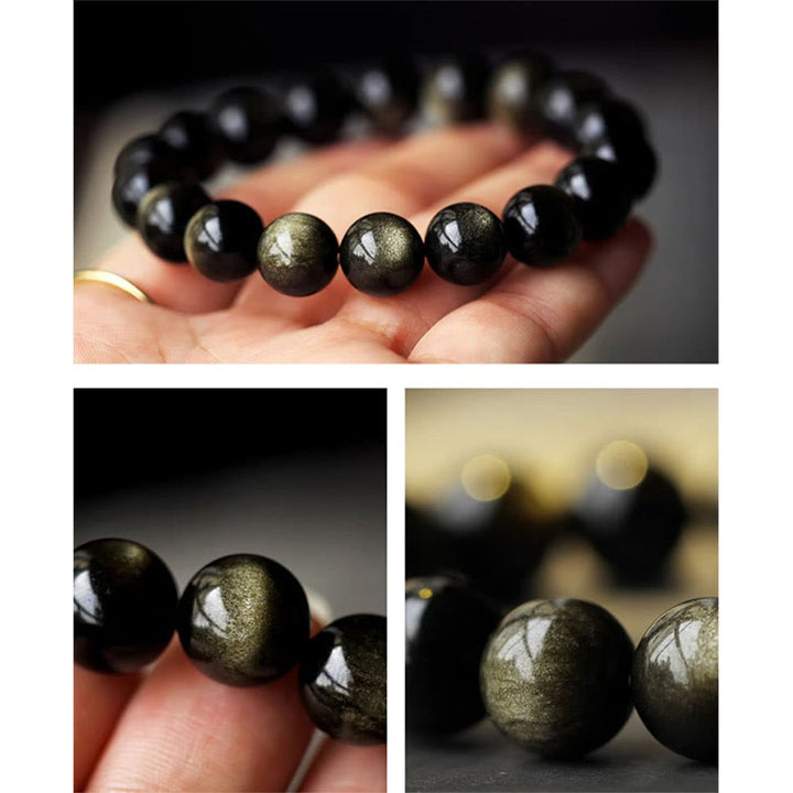 Bracelet de protection de richesse en obsidienne et ambre en argent sterling 925 avec Buddha Stones et zodiaque chinois