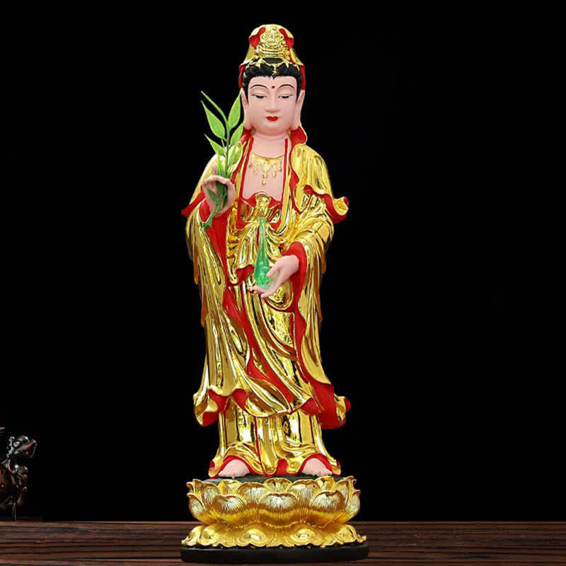 Figurine de Bodhisattva Avalokitesvara de Chenrezig Statue en résine Harmony Décoration de la maison - Coloré - image 0