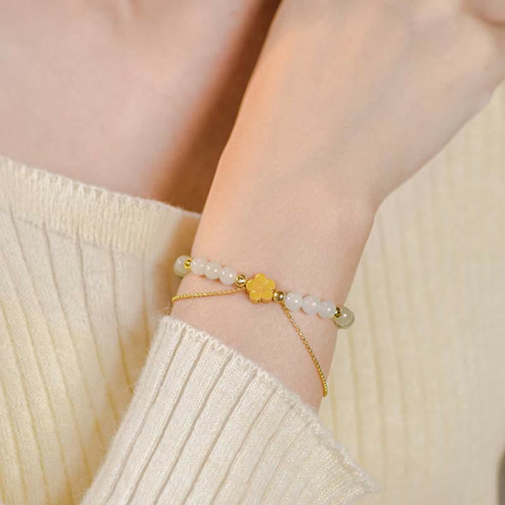 Bracelet porte-bonheur en argent sterling 925 Buddha Stones et jade Hetian naturel