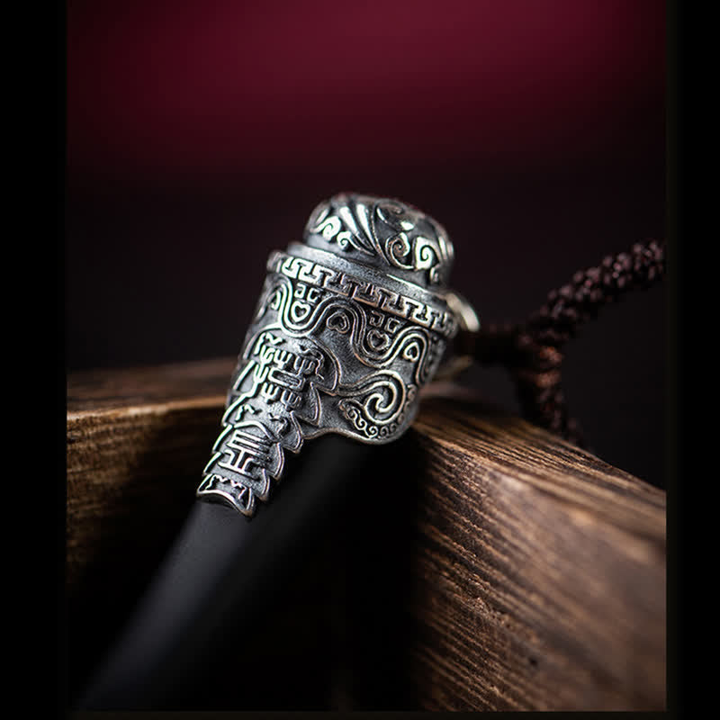 Collier pendentif en argent sterling 925 avec motif de dent de loup en obsidienne noire
