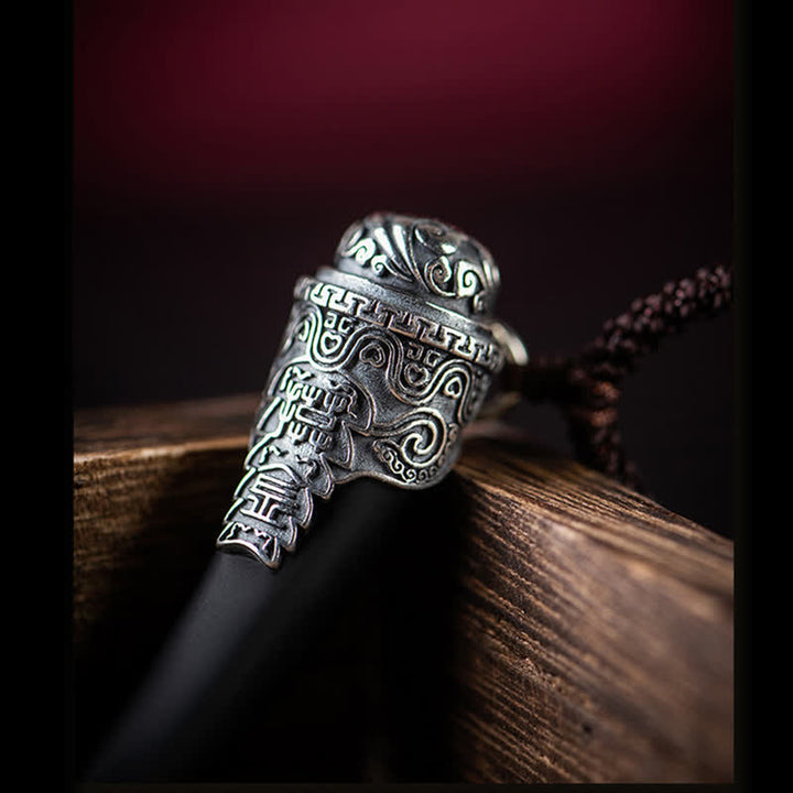 Collier pendentif en argent sterling 925 avec motif de dent de loup en obsidienne noire