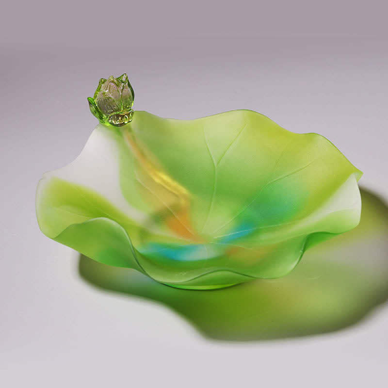 Pièce d'art en cristal Liuli faite à la main en forme de lotus Feng Shui pour la maison ou le bureau