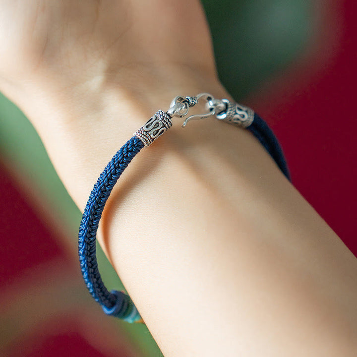 Bracelet tressé tibétain en argent sterling 925 fait main avec Buddha Stones Om Mani Padme Hum Pureté - image 10