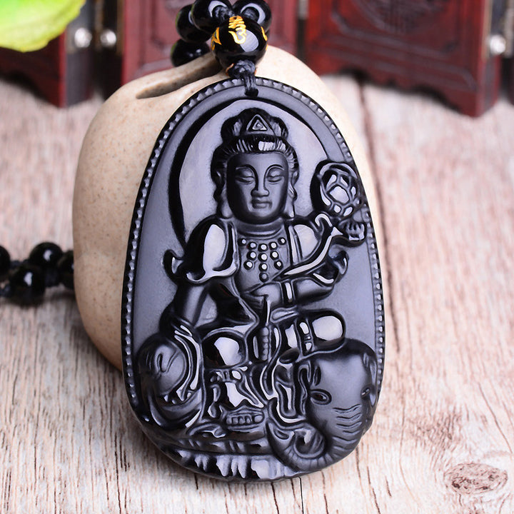 Collier pendentif amulette de protection Bouddha en obsidienne avec Buddha Stones et zodiaque chinois - image 4