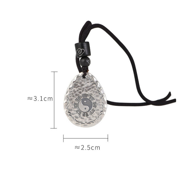 Collier pendentif en argent sterling 999 vintage avec Buddha Stones Yin Yang Bagua en forme de goutte d'eau - image 15