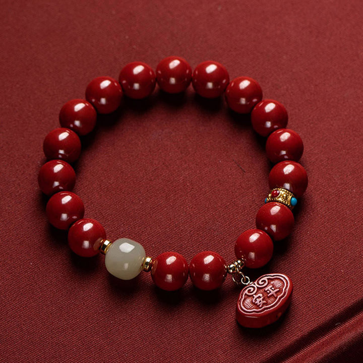 Bracelet de protection et de guérison en jade cinabre et Buddha Stones