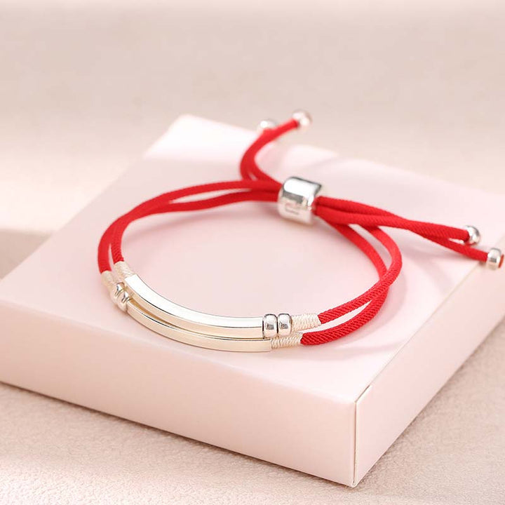 Bracelet tressé en argent sterling 925 avec cordon rouge et Buddha Stones
