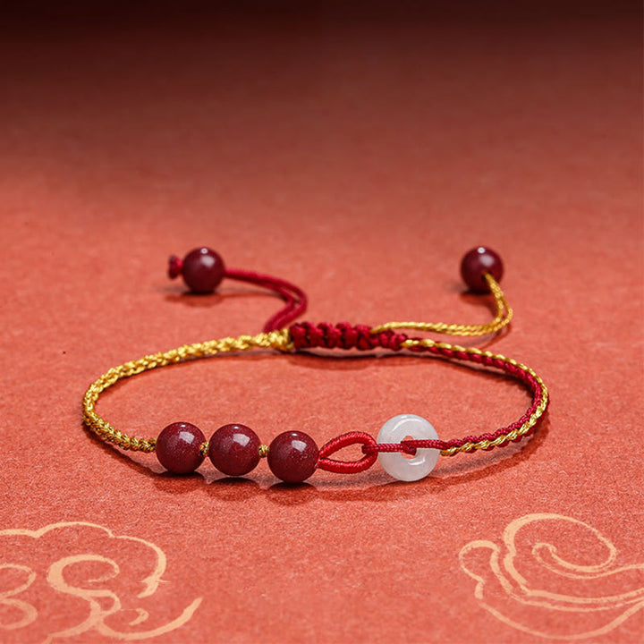 Bracelet de bénédiction avec boucle de paix en jade cinabre naturel de Buddha Stones