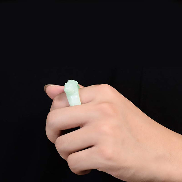 Bague porte-bonheur Fengshui en jade PiXiu