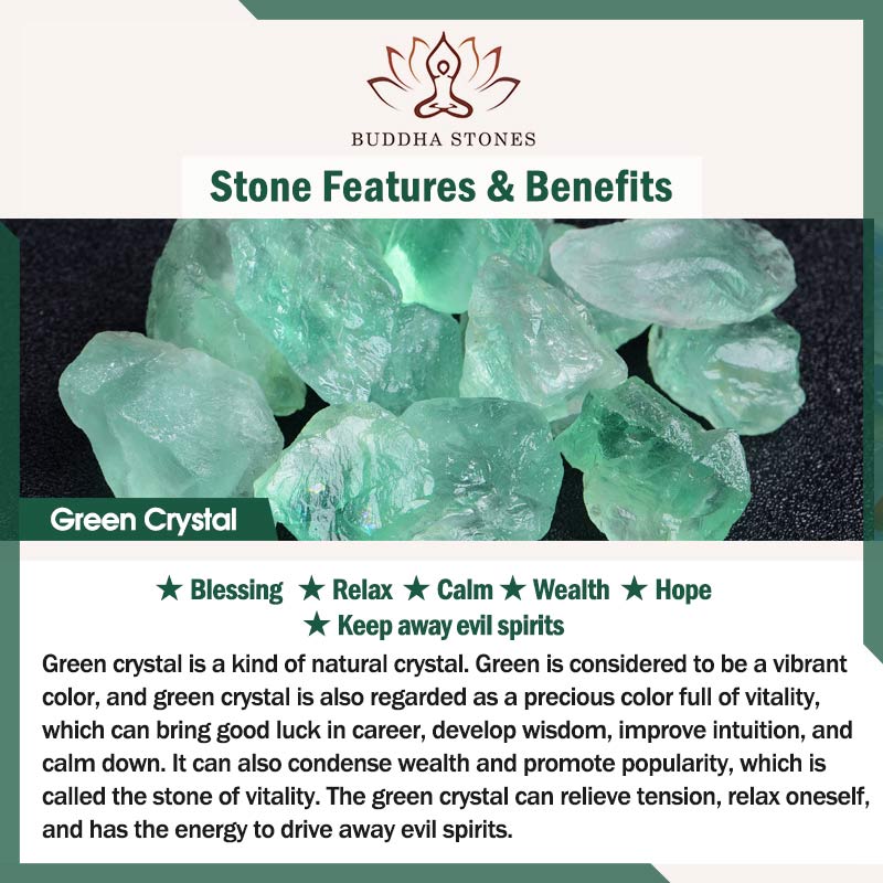 Bracelet de bénédiction et de richesse en cristal vert naturel Buddha Stones