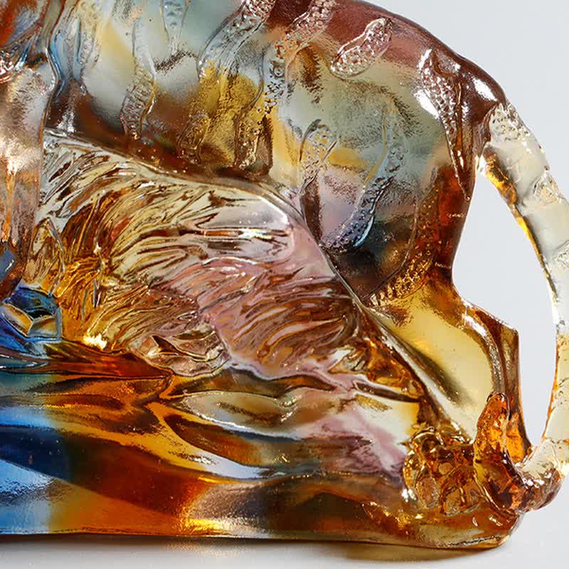 Pièce d'art en cristal de tigre Liuli faite à la main, protection de la décoration de la maison - image 6