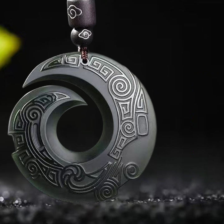 Collier pendentif porte-bonheur en jade cyan Hetian avec boucle de paix et Buddha Stones pour améliorer la chance