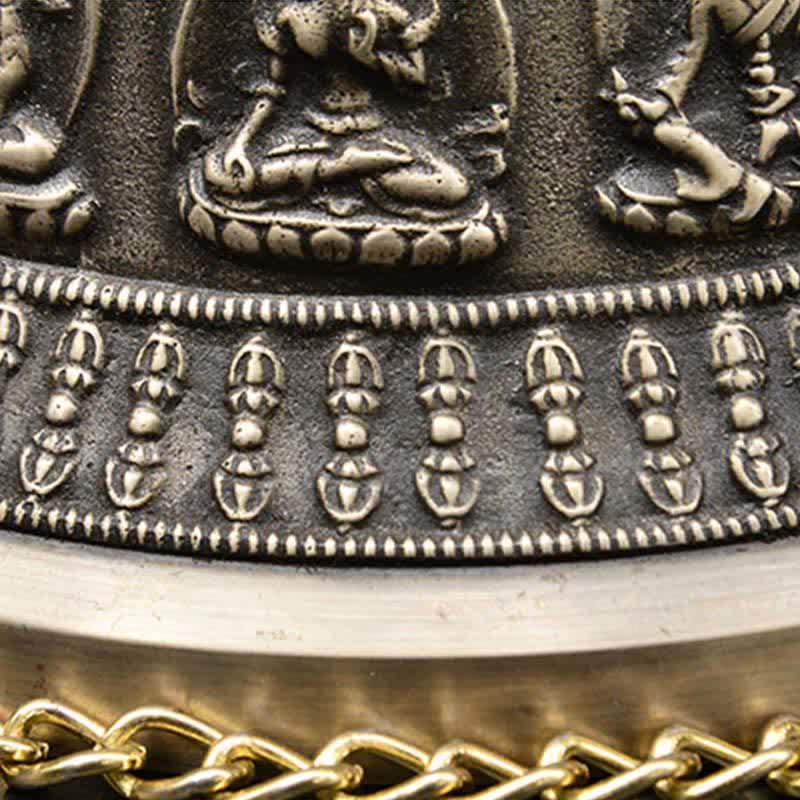 Carillon éolien tibétain gravé en forme de dragon et de Bouddha, cloche en cuivre, décoration murale porte-bonheur - image 4