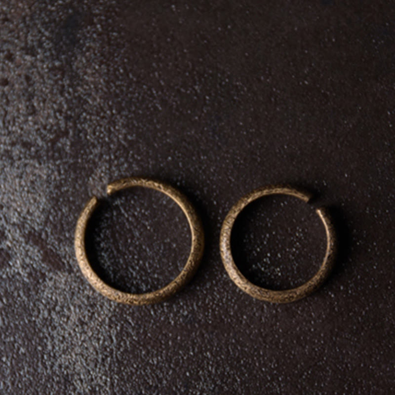 Bague de couple porte-bonheur en cuivre au design texturé vintage tibétain