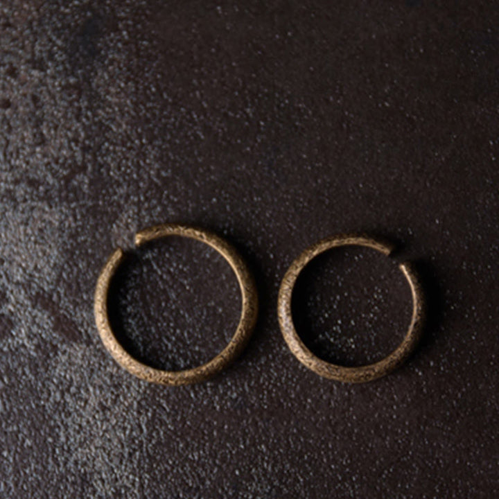 Bague de couple porte-bonheur en cuivre au design texturé vintage tibétain