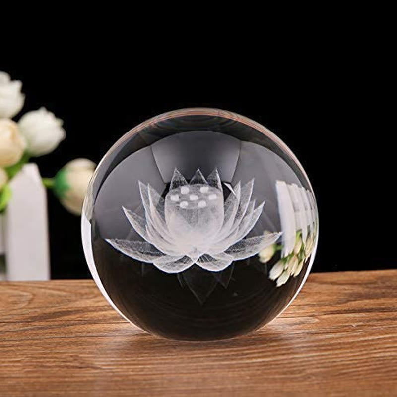Décoration de bénédiction en cristal blanc avec dragon et lotus