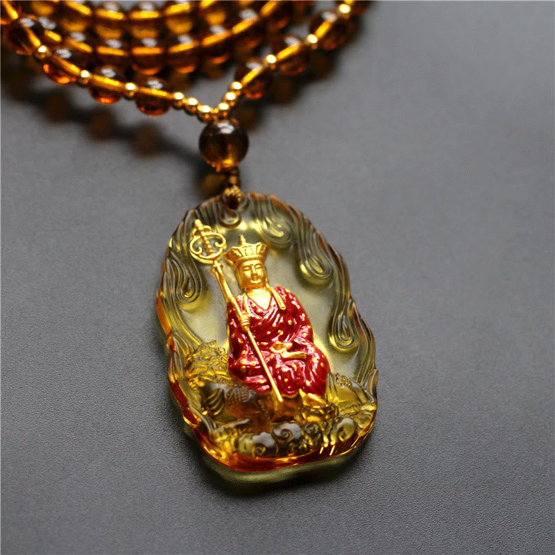 Collier pendentif amulette de compassion en cristal Buddha Stones Liuli Ksitigarbha - Ksitigarbha jaune - image 3