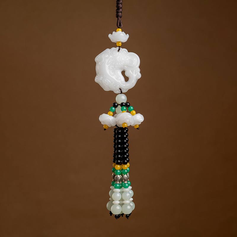 Pendentif de voiture en Buddha Stones FengShui Jade PiXiu Bénédiction Décoration - Jade blanc - image 1