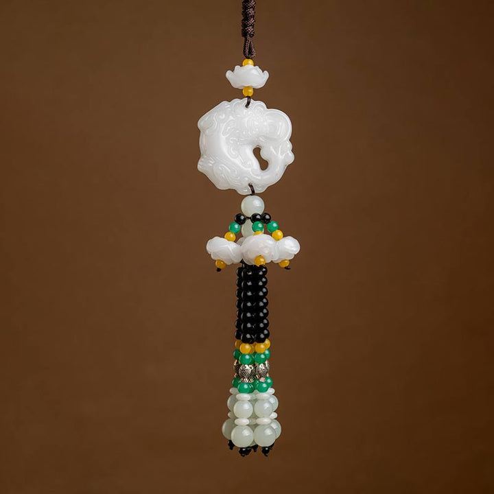 Pendentif de voiture en Buddha Stones FengShui Jade PiXiu Bénédiction Décoration - Jade blanc - image 1