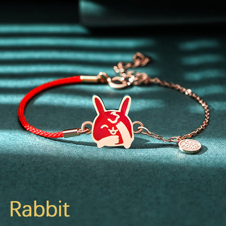 Bracelet chaîne en fil rouge Buddha Stones en argent sterling 925 changeant de couleur, signe du zodiaque chinois, protection de la chance
