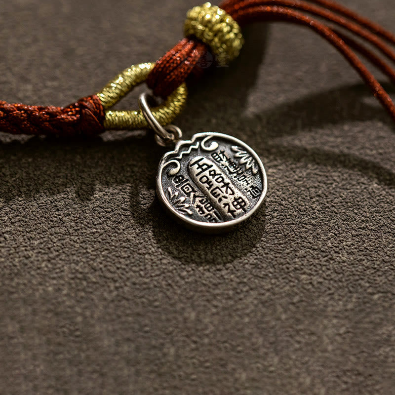 Bracelet tressé en argent sterling 925 fait à la main avec Buddha Stones, protection des cinq directions, dieux de la richesse, de la chance