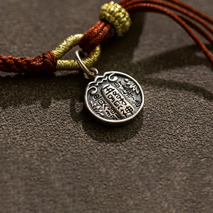 Bracelet tressé en argent sterling 925 fait à la main avec Buddha Stones, protection des cinq directions, dieux de la richesse, de la chance