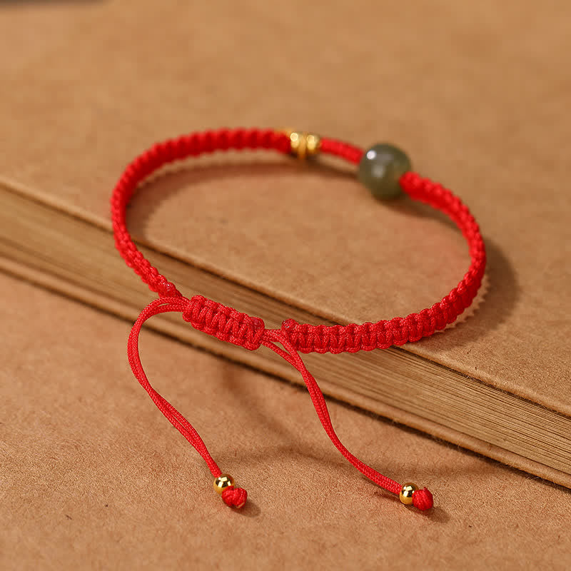 Bracelet en argent sterling 925 Buddha Stones et jade Hetian, bénédiction, richesse, cordon rouge