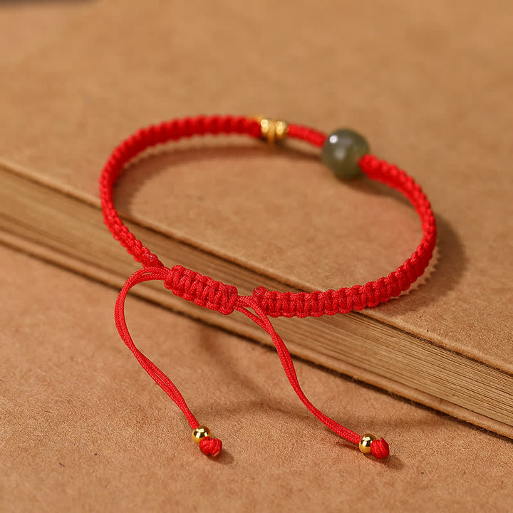 Bracelet en argent sterling 925 Buddha Stones et jade Hetian, bénédiction, richesse, cordon rouge